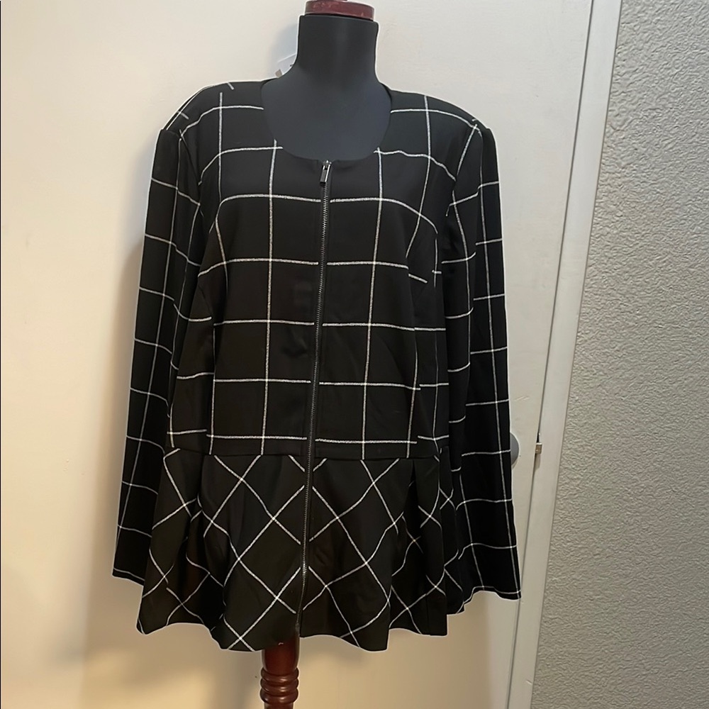 Black‎ Windowpane Check Blazer